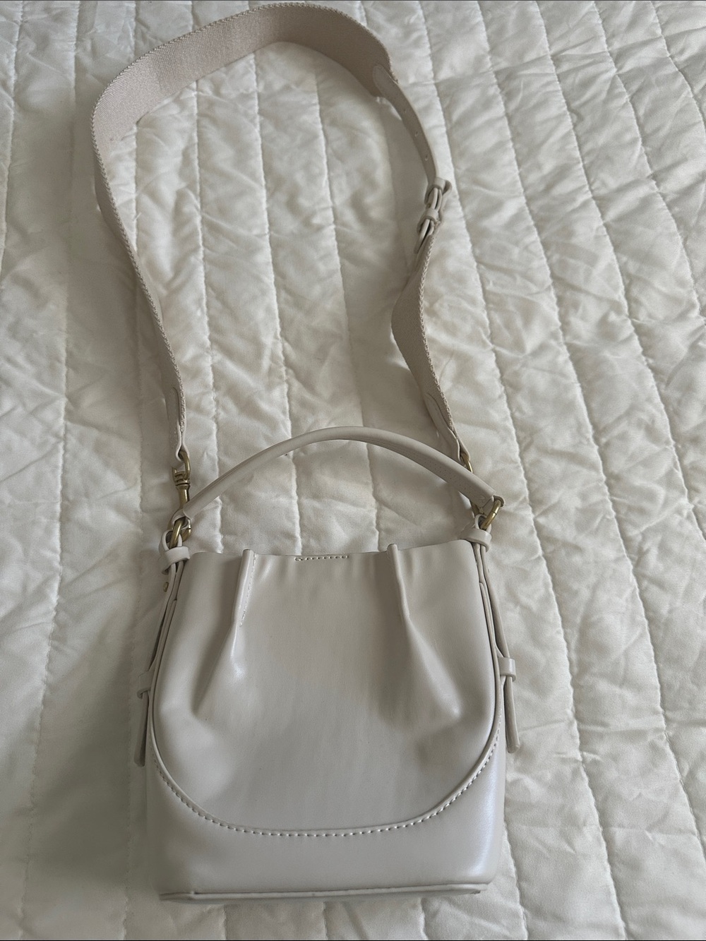 Zara Cream Crossbody Bag with Top Handle